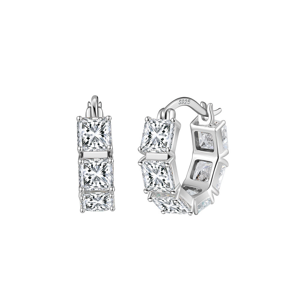 Boucles d'oreilles carrées géométriques élégantes en mousse 925 argent