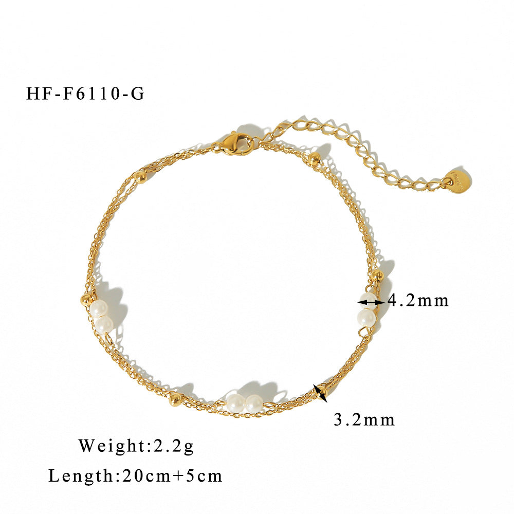 Femmes Double-Layer Créative Perle Multi-Strand Anklet