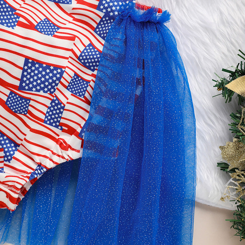 Baby's Independence Day Style Flag Pattern Triangle Bodysuit
