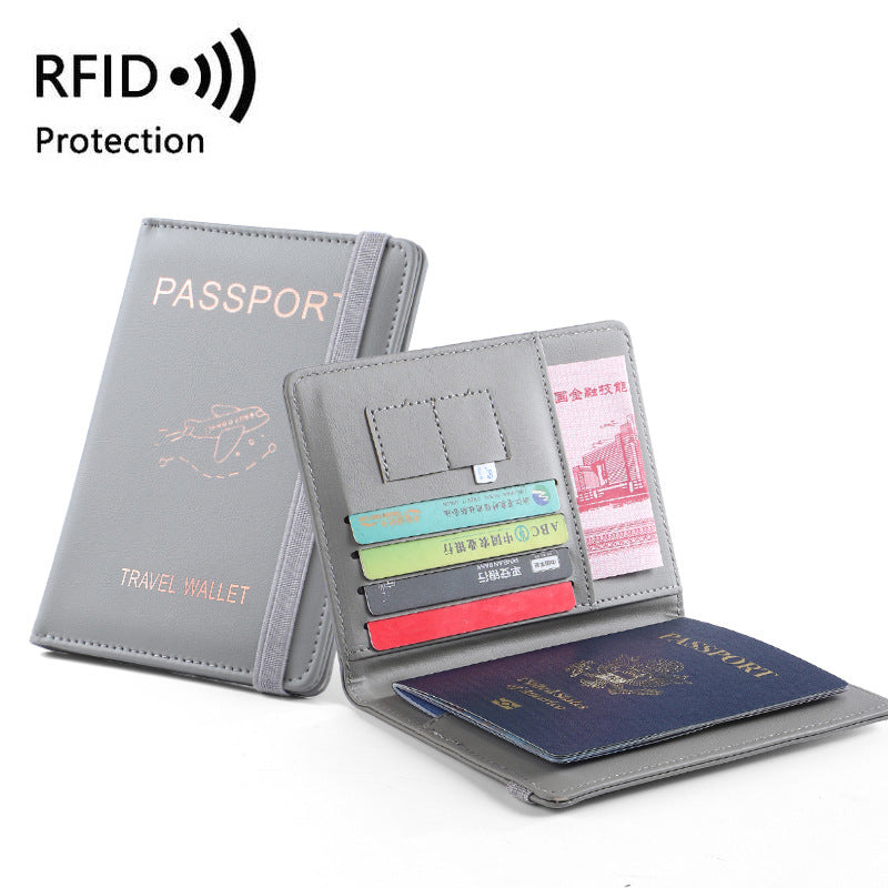 Pu Sac de passeport en cuir Rfid Fentes de cartes multiples Titulaire de certificat multifonctionnel
