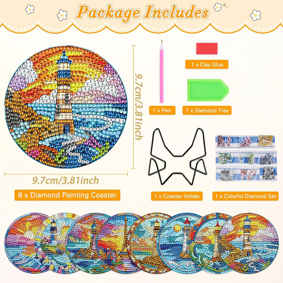 Diamant Art Dessin Coaster avec support