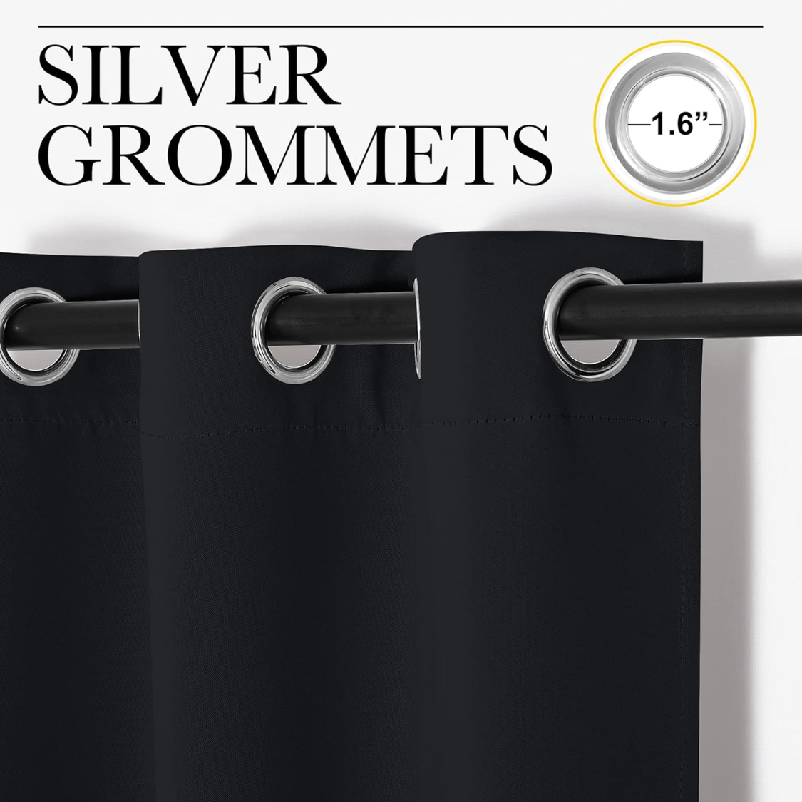 Halloween Emplacement noir solide thermique isolé Grommet Rideaux noir rideaux rideaux pour chambre