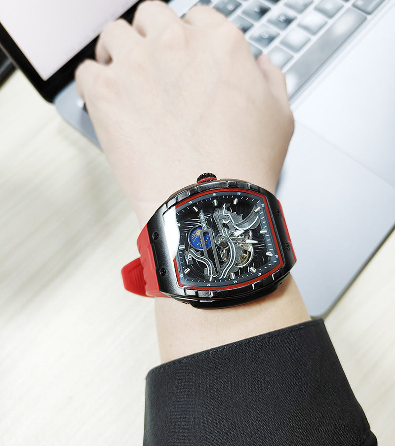 Montre automatique Hollow Homme Montre mécanique étanche lumineuse