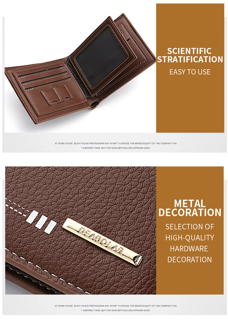 Multi-fonctionnel Fentes de cartes multiples Retro Portefeuille Court Homme