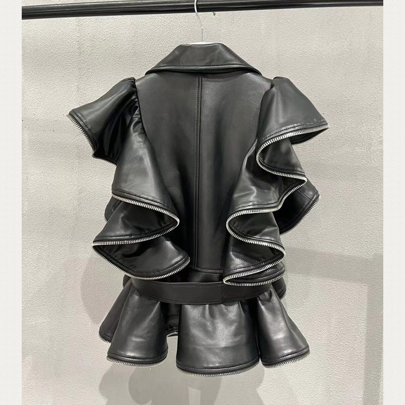 Manteau de peau de mouton en cuir Veste de travail lourd