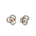 Boucles d'oreilles féminines en perles de Champagne incrustées de diamants à quatre feuilles