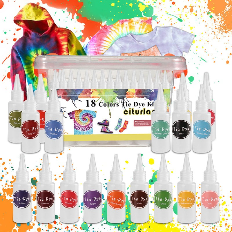 Set of 18 children's paint colors in storage box