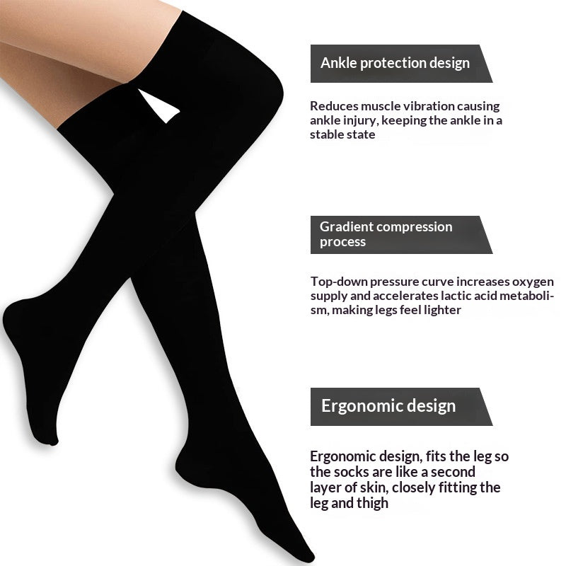Longueur prolongée Chaussettes sur le genou Bas de compression athlétique Pied antidérapant haut G