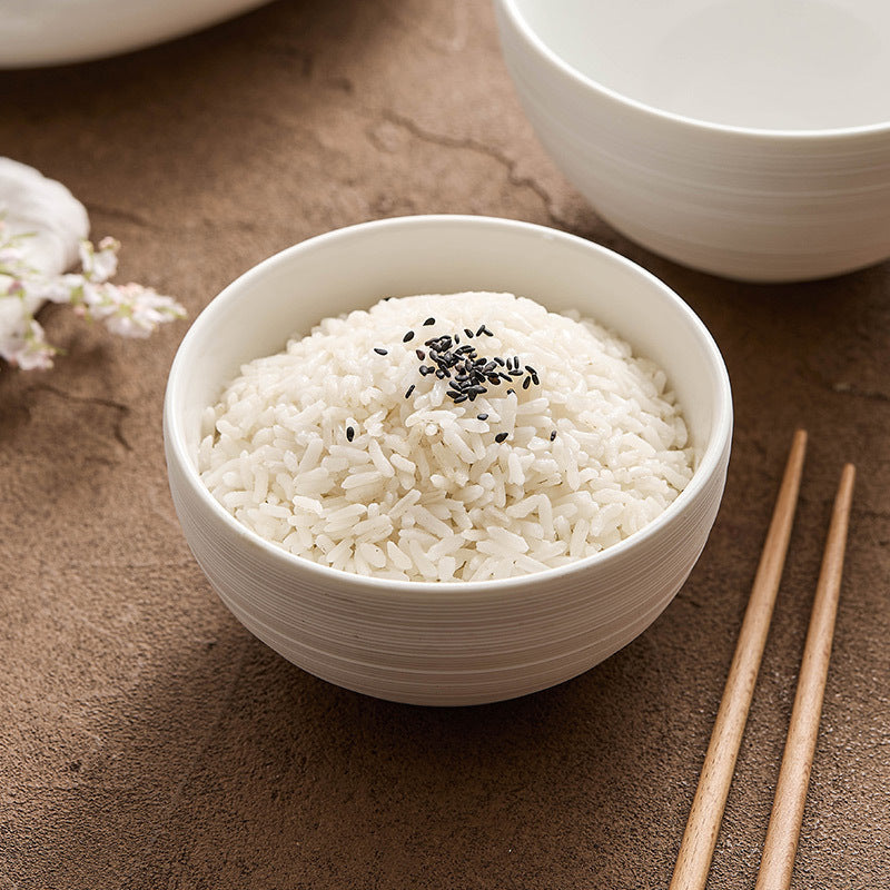 Bol de riz en céramique brossé blanc à haute texture