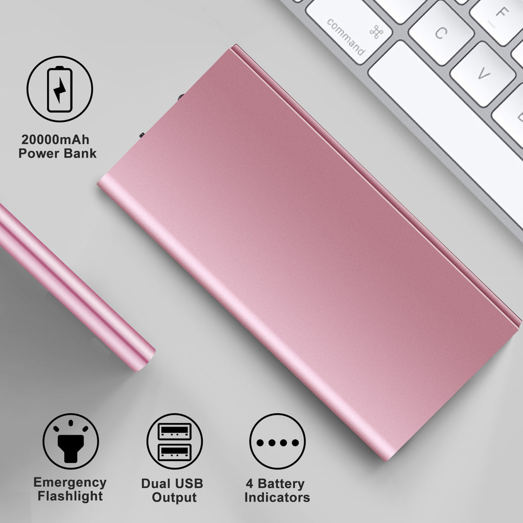 20000mAh Power Bank Pack de batterie externe ultra-mince Chargeur de téléphone Port USB double
