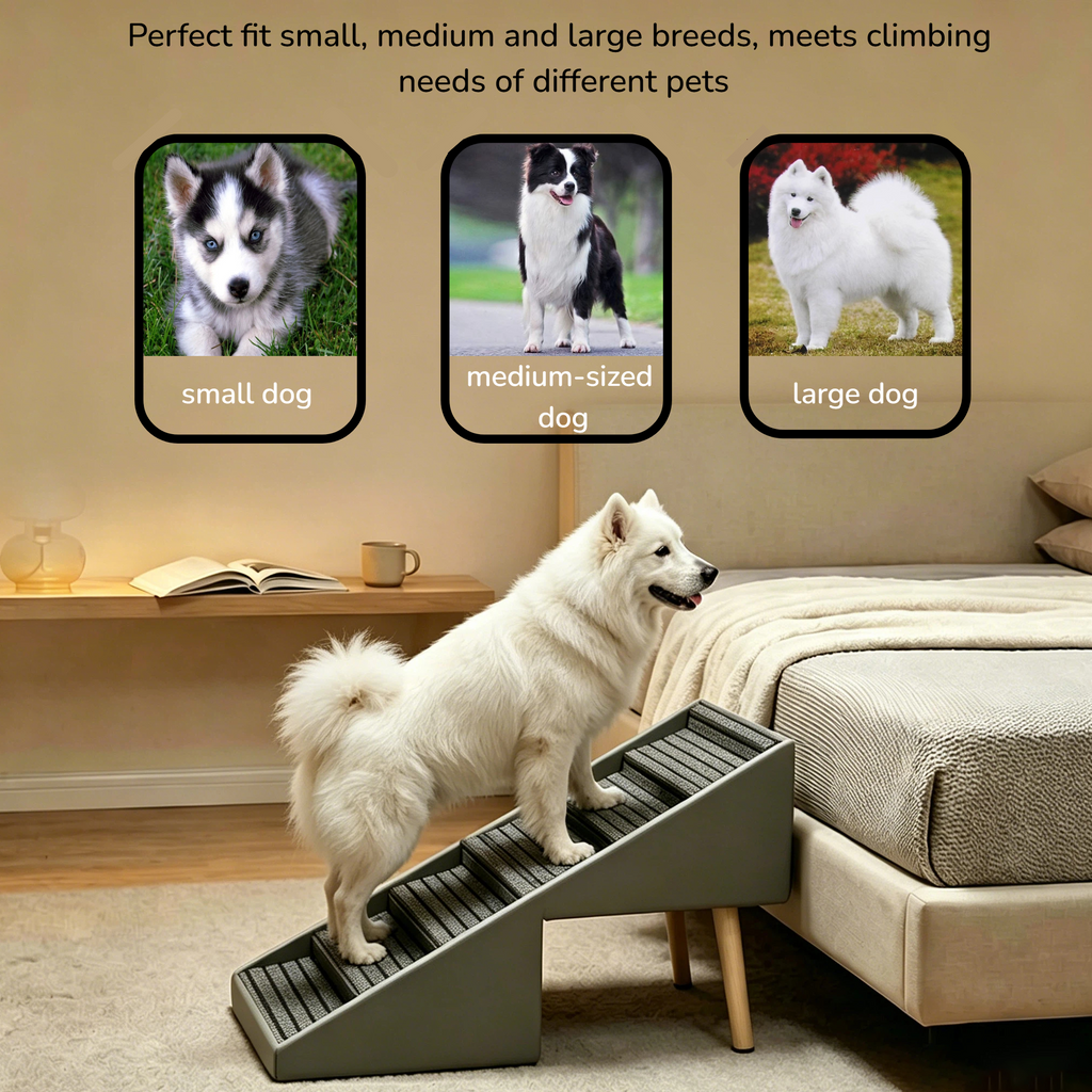 2-en-1 Échelles de chien pour lit et canapé 25.2" Rampe de chien pliable pour canapé 6 marches et Ottoma