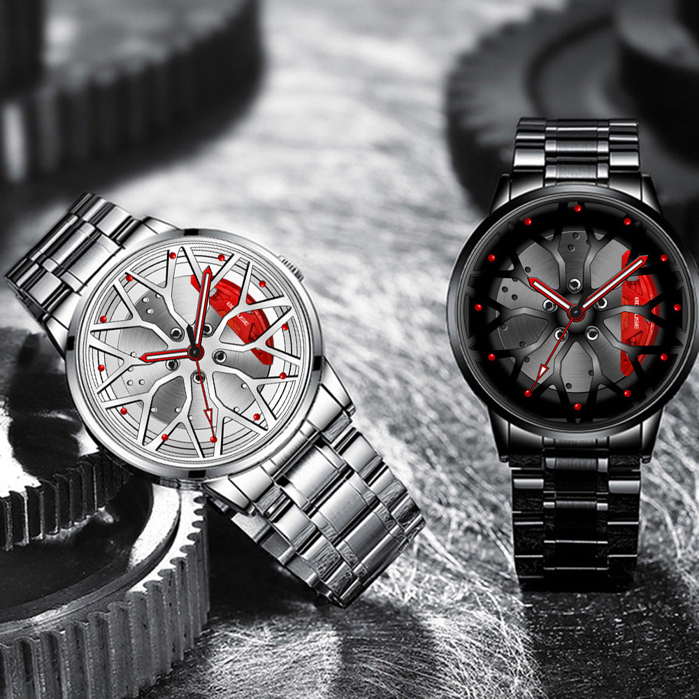Homme Mode Tendance étrier de roue haute qualité étanche Quartz montre
