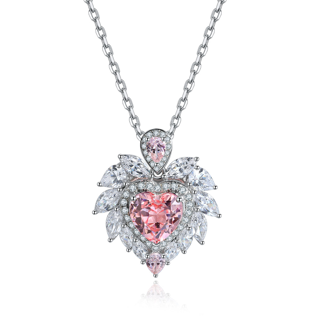 S925 Argent 4.3g Collier en pierre gemme créé en laboratoire cardiaque
