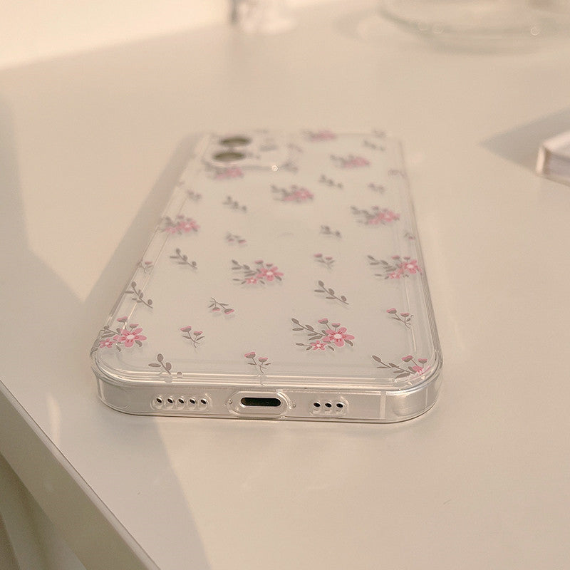 Petit étui de téléphone souple transparent Floral