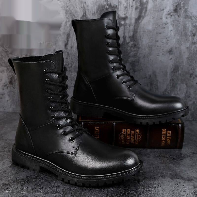 Bottes en cuir d'hiver de style britannique de style polaire pour hommes