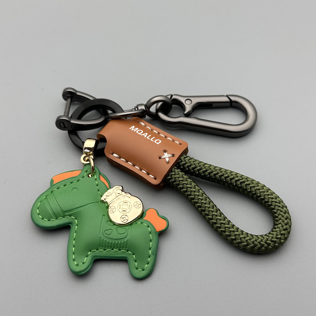 Immédiatement riche main Cowhide voiture porte clé Pendentif simple Personnalité