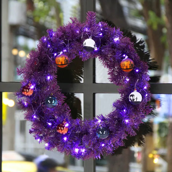 24en Pré-éclairé Halloween-Thème de la couronne de Noël