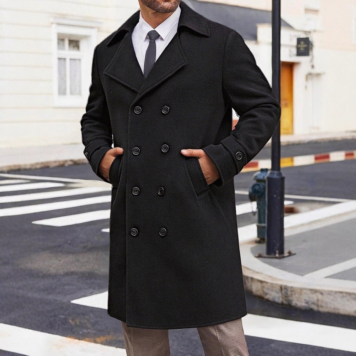 Manteau de tranchée pour hommes de style européen et américain