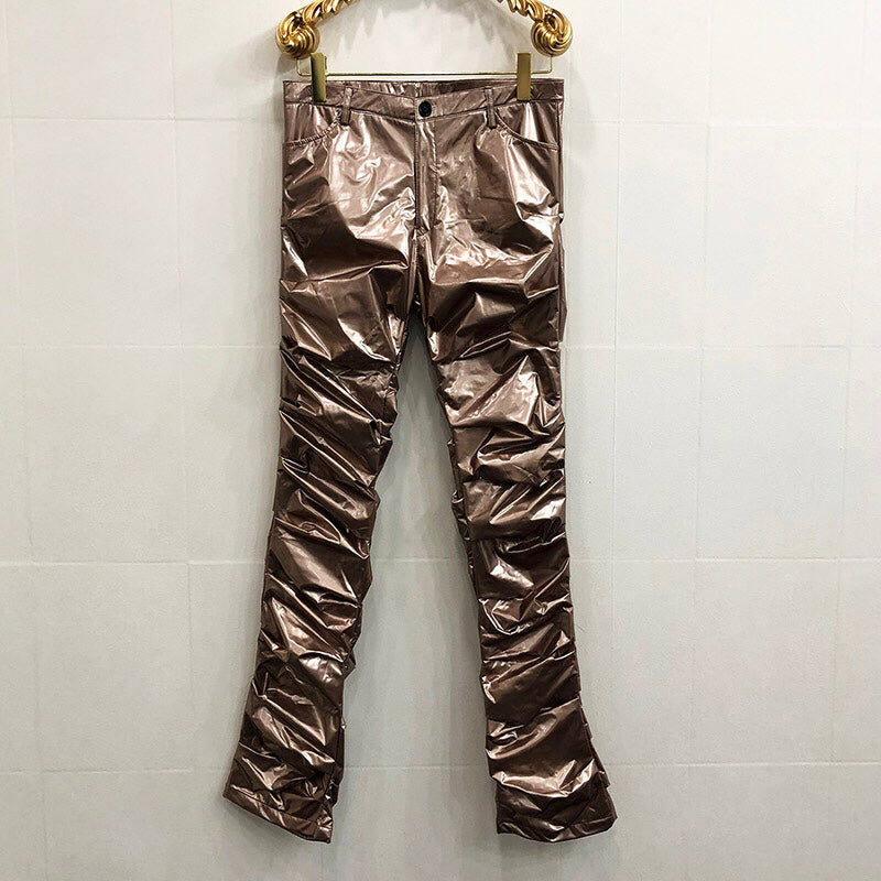 Mirror Fit pleed Flare Pantalons en cuir pour hommes et femmes