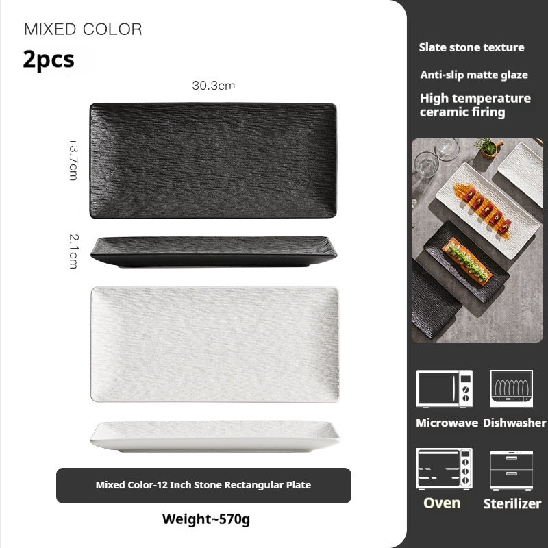 Plaque de Sushi de luxe rectangulaire de haute qualité en céramique