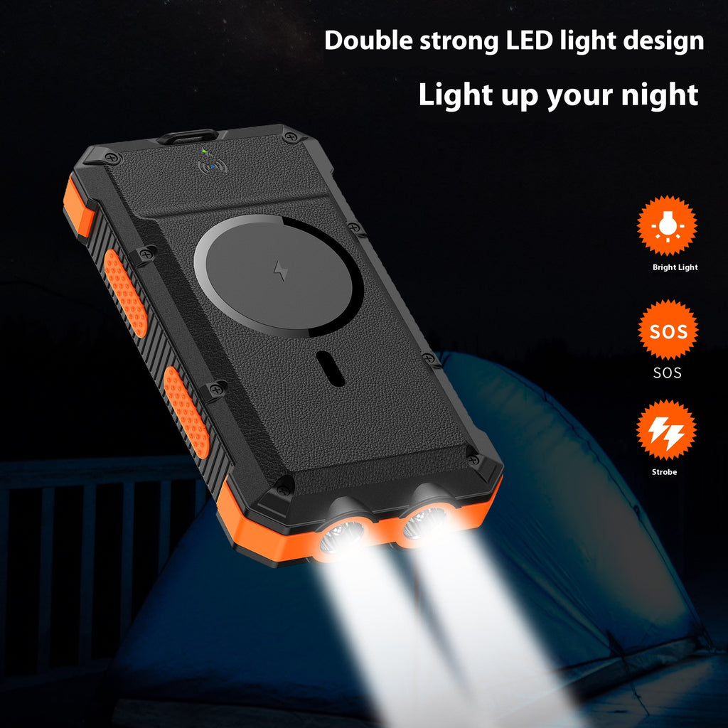 Solar Magnetic Wireless Charger Power Bank 20000 MA Éclairage extérieur étanche