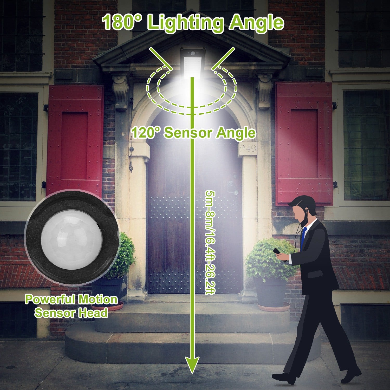 Solar Wall Light Outdoor 60LEDs PIR Motion Sensor Télécommande Lampes sans fil IP65 Eau