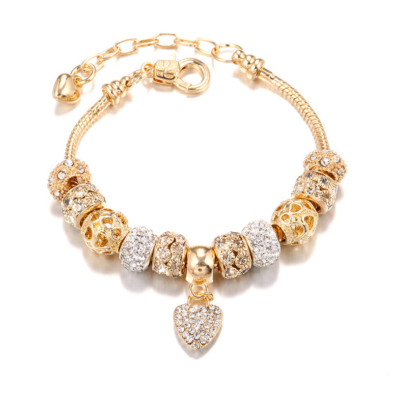 Bracelet Amazon Explosions Alliage de bricolage Large Trou Perles Bracelet Or Perles Européennes Bracele