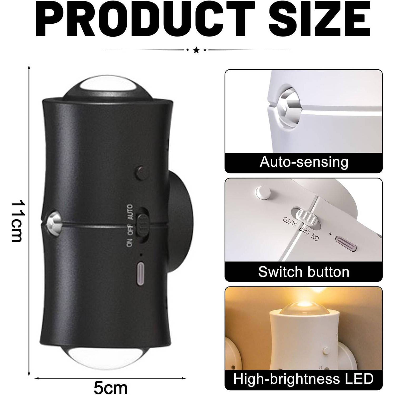 4pcs détecteur de mouvement lumière de nuit rechargeable