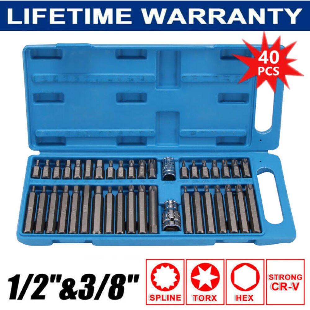 40 X Allen clé Torx hexagonale Star socket bit jeu d'entraînement outil de réparation de voiture 1-2 3-8