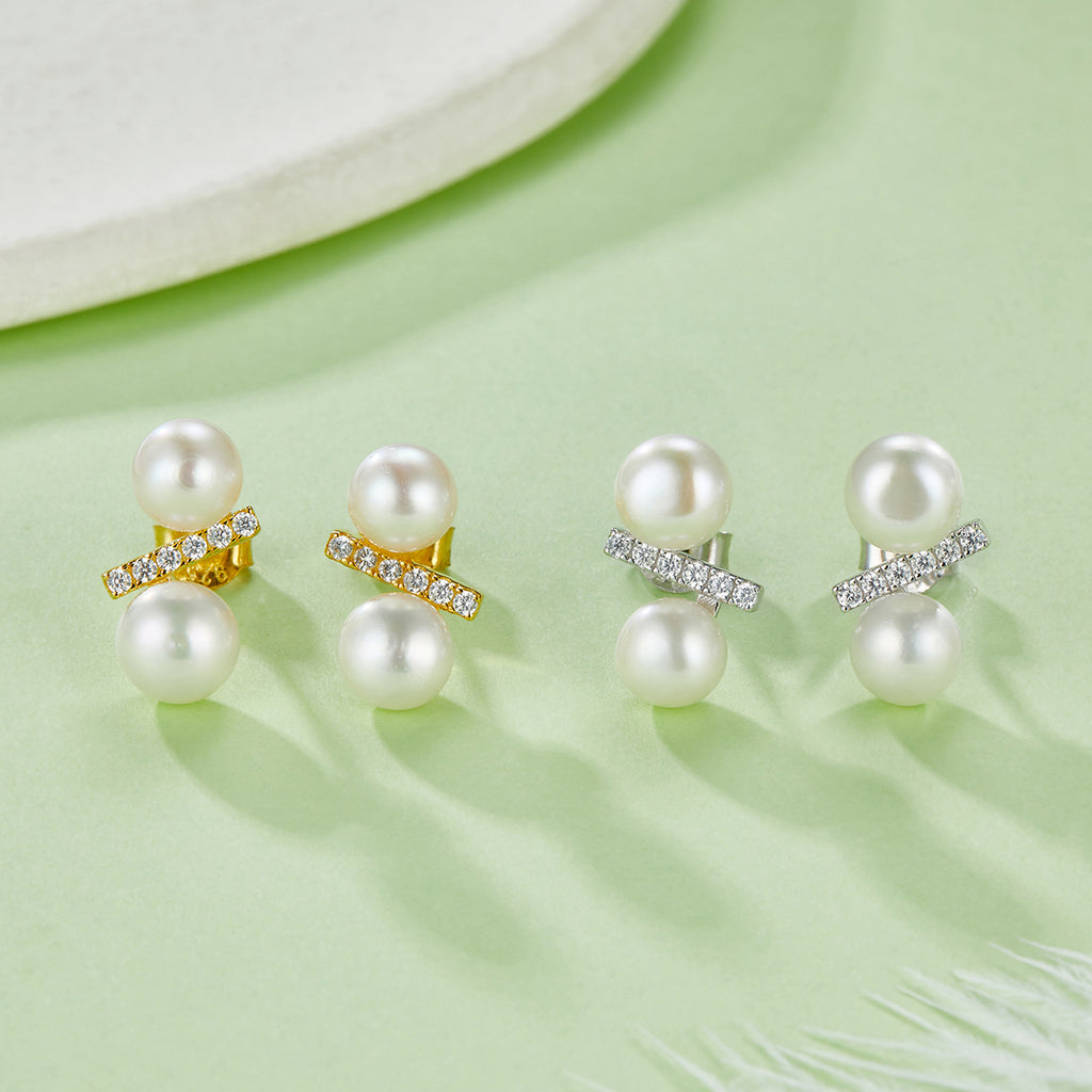 S925 Argent Sterling Boucles d'oreilles en perles d'eau douce naturelles pour femmes