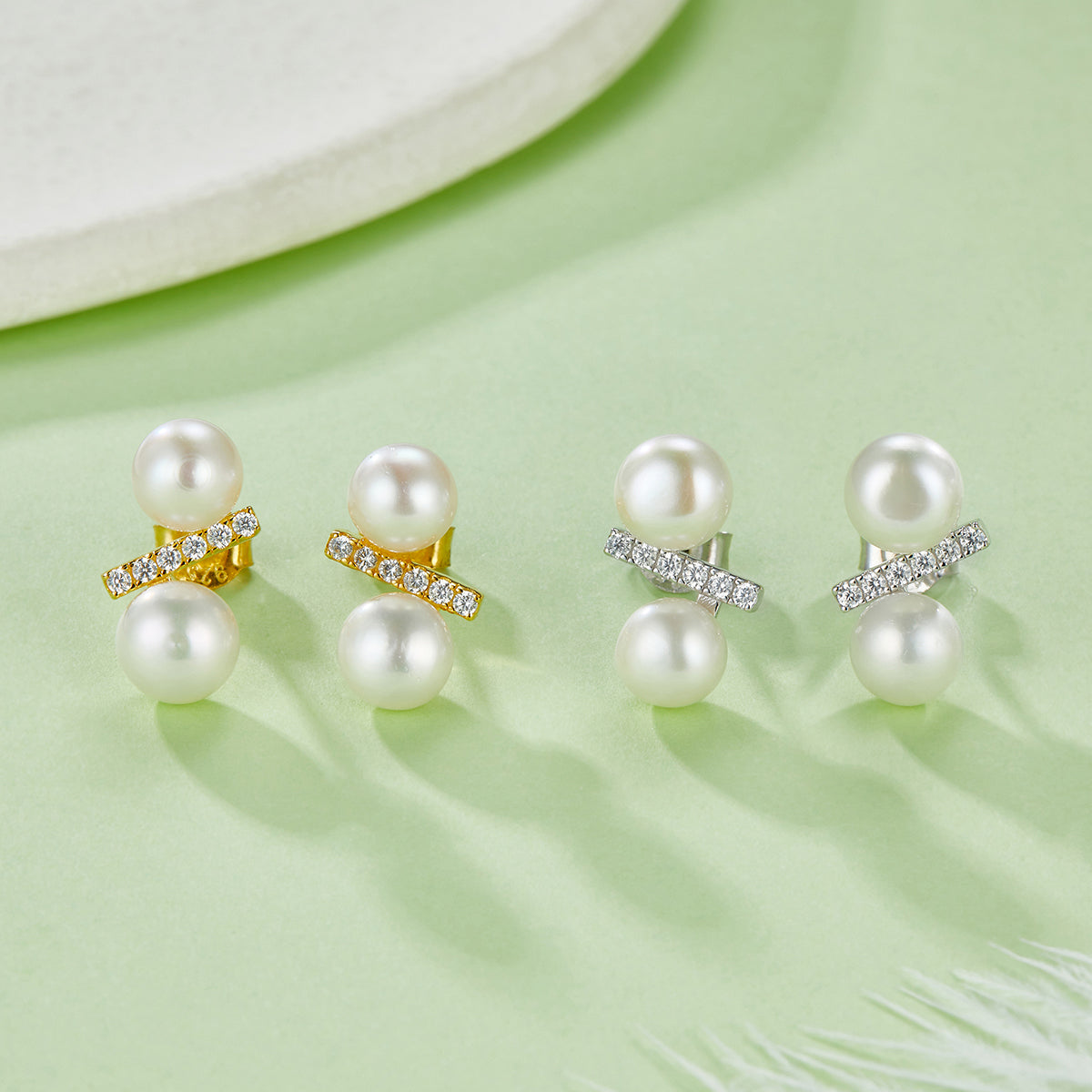 S925 Argent Sterling Boucles d'oreilles en perles d'eau douce naturelles pour femmes
