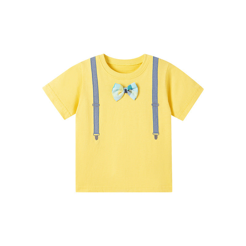 T-shirt en coton brodé mignon à manches courtes pour enfants