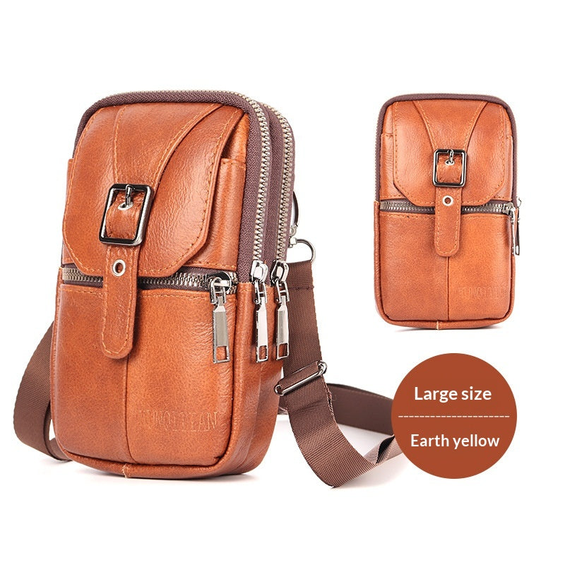 Véritable sac de téléphone multifonction en cuir attaché à la ceinture pour hommes