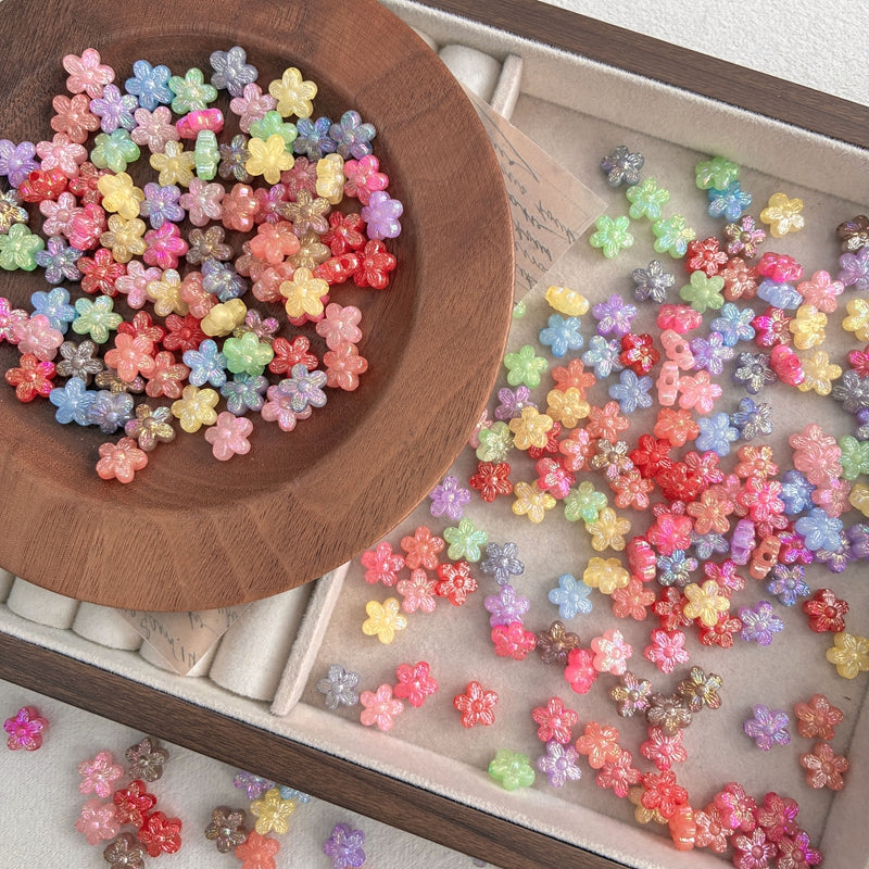 10mm couleur mixte perles de fleurs acryliques cinq-pieds