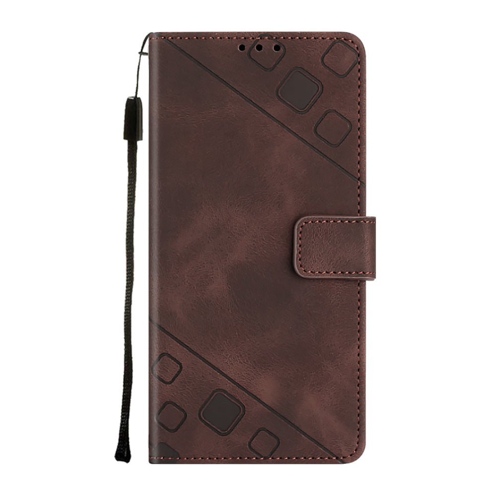 Skin-senseling Embossed Mobile Phone Case en cuir Flip Card Argent