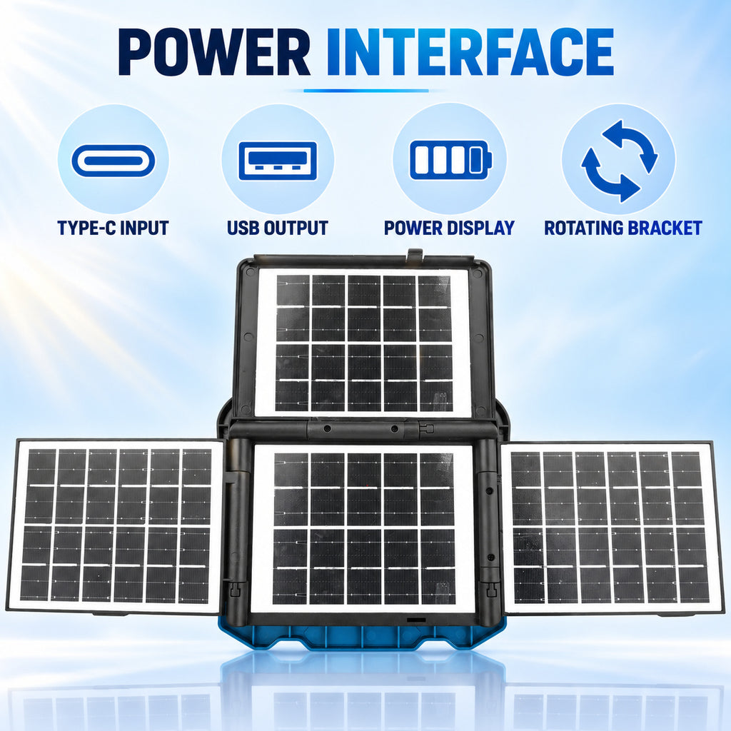 Puissance solaire Rechargeable Display Batterie Power Bank Fonction LED Lumière de travail W8151 3 Bleu