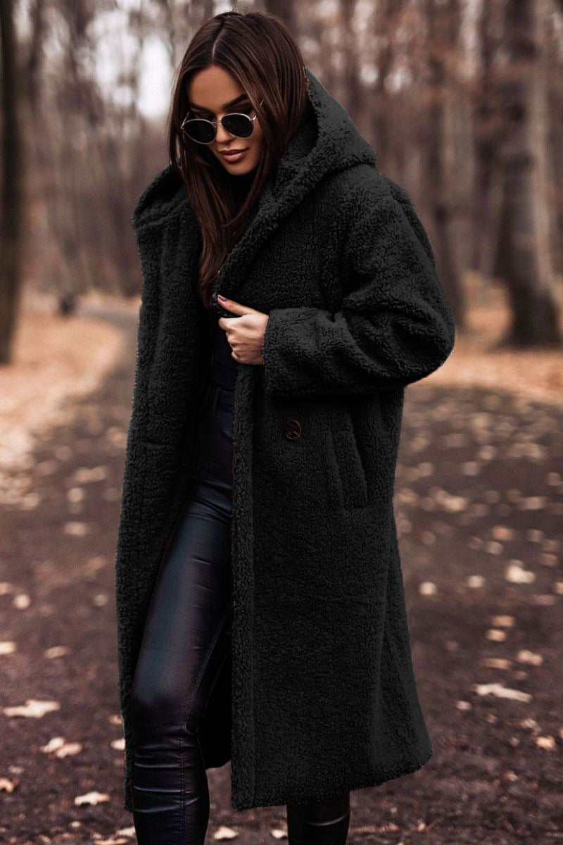 En-Stock Amazon Supply Automne et hiver Mode Long Solid Couleur Long-Sleeve Woolen Femmes