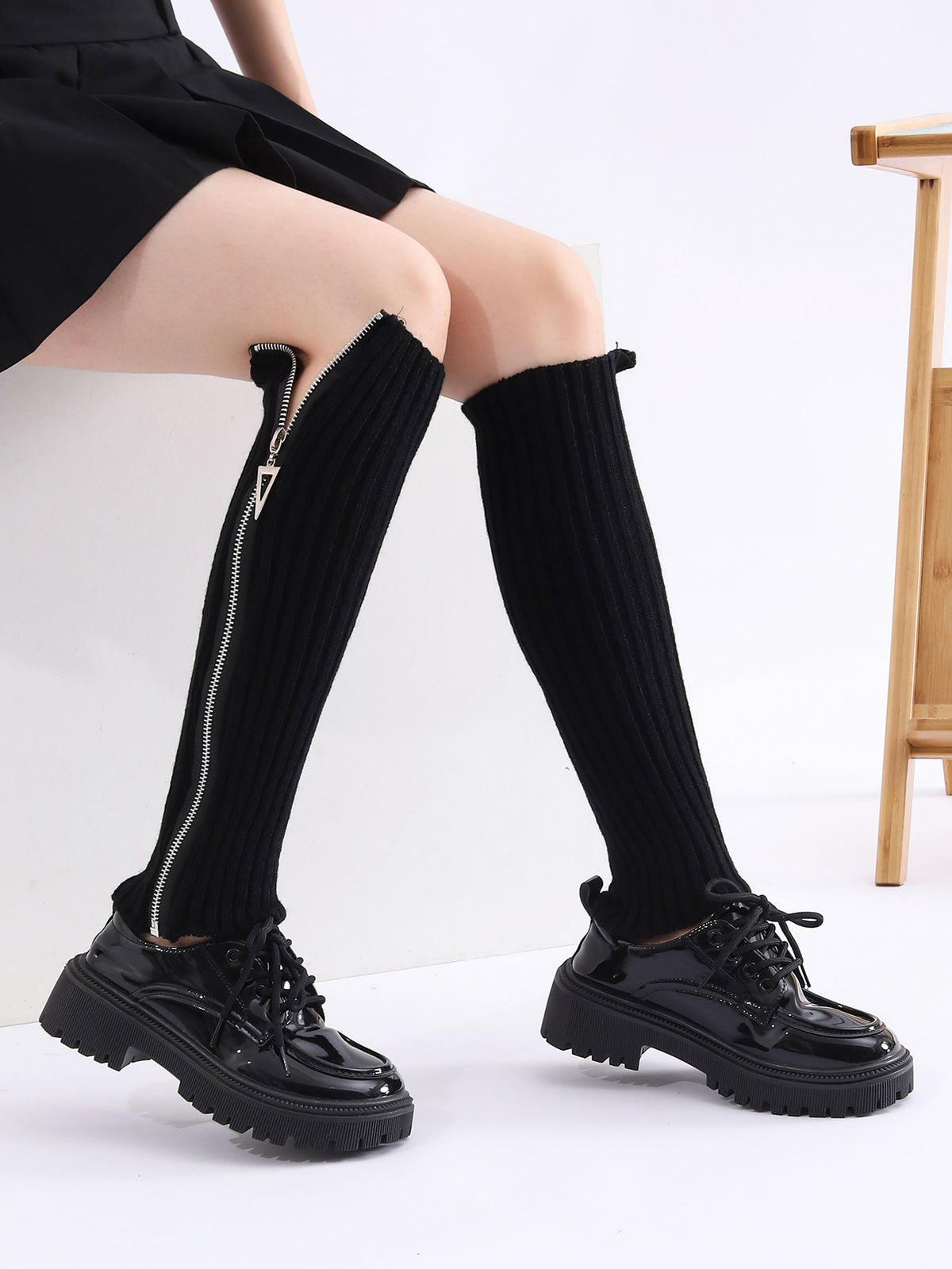 Vente Zipper Solid tricoté Acrylique couleur personnalisée Chauffe- Jambe mode pour les femmes filles