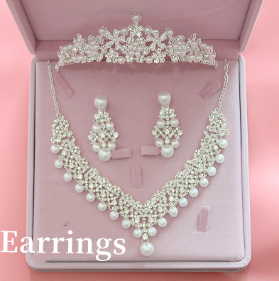 Bijoux de mariage trois ensembles de couronne coréenne grande Mariage Pearl Collier Set mariage accessori