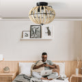 Eventail de plafond en bois de bohème de 18" avec lumière