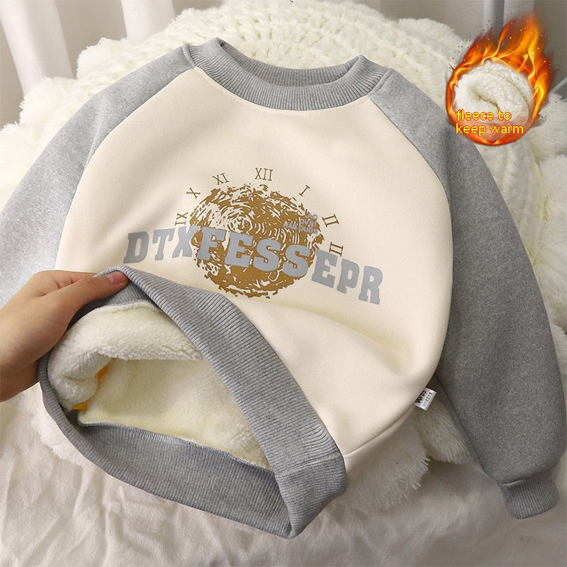 Chandail pour enfants Chandail doublé d'automne et de garçon d'hiver