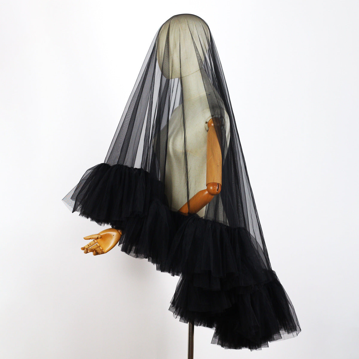 Industrie lourde Ruffled mariée Veil blanc Double couche Studio Voyage Photo extérieure Puffy S