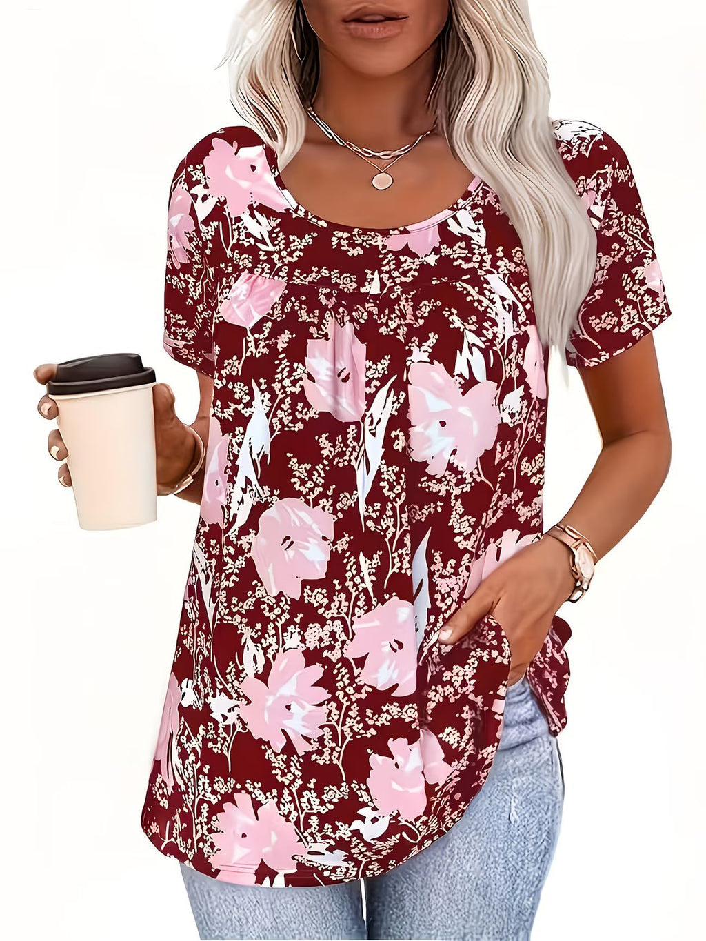 Élégante Blouse Florale à manches courtes pour femmes