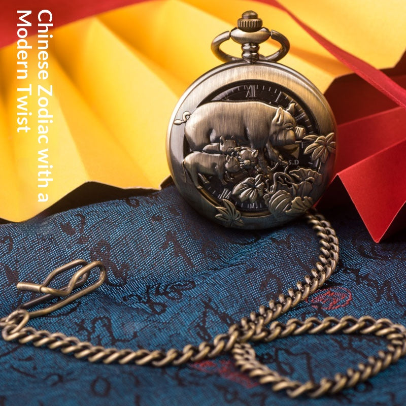 Montre 12-zodiac-animal de secours mécanique squelette avec cadran numérique romain
