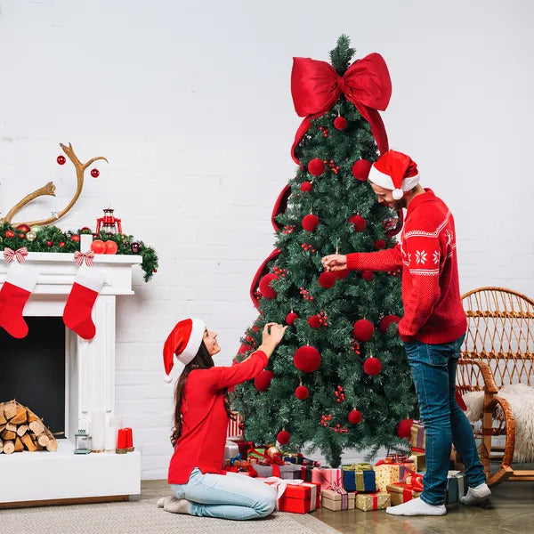 7.5 FT Arbre de Noël artificiel avec bricolage 300 lumières LED blanches chaudes