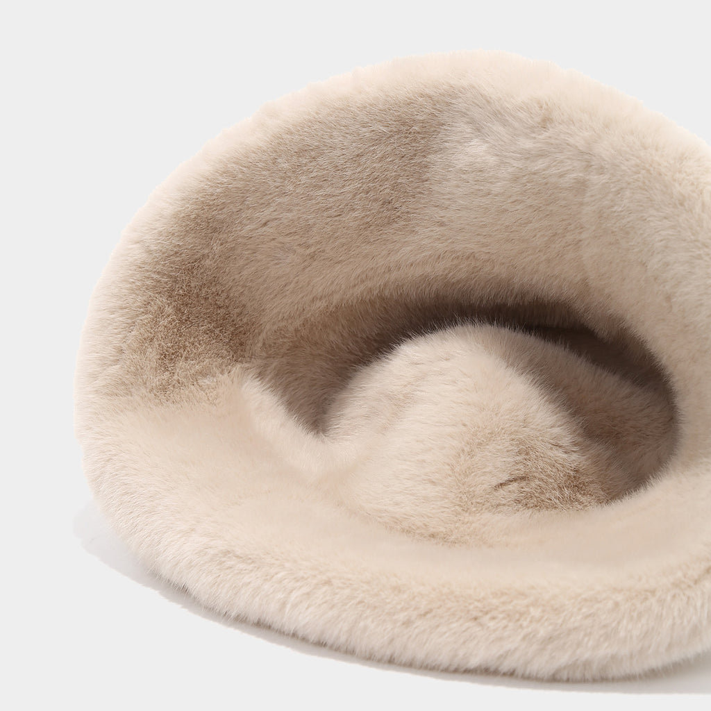 Chapeau de seau double-sidé Chapeau de pêcheur chaud en peluche épais pour femmes