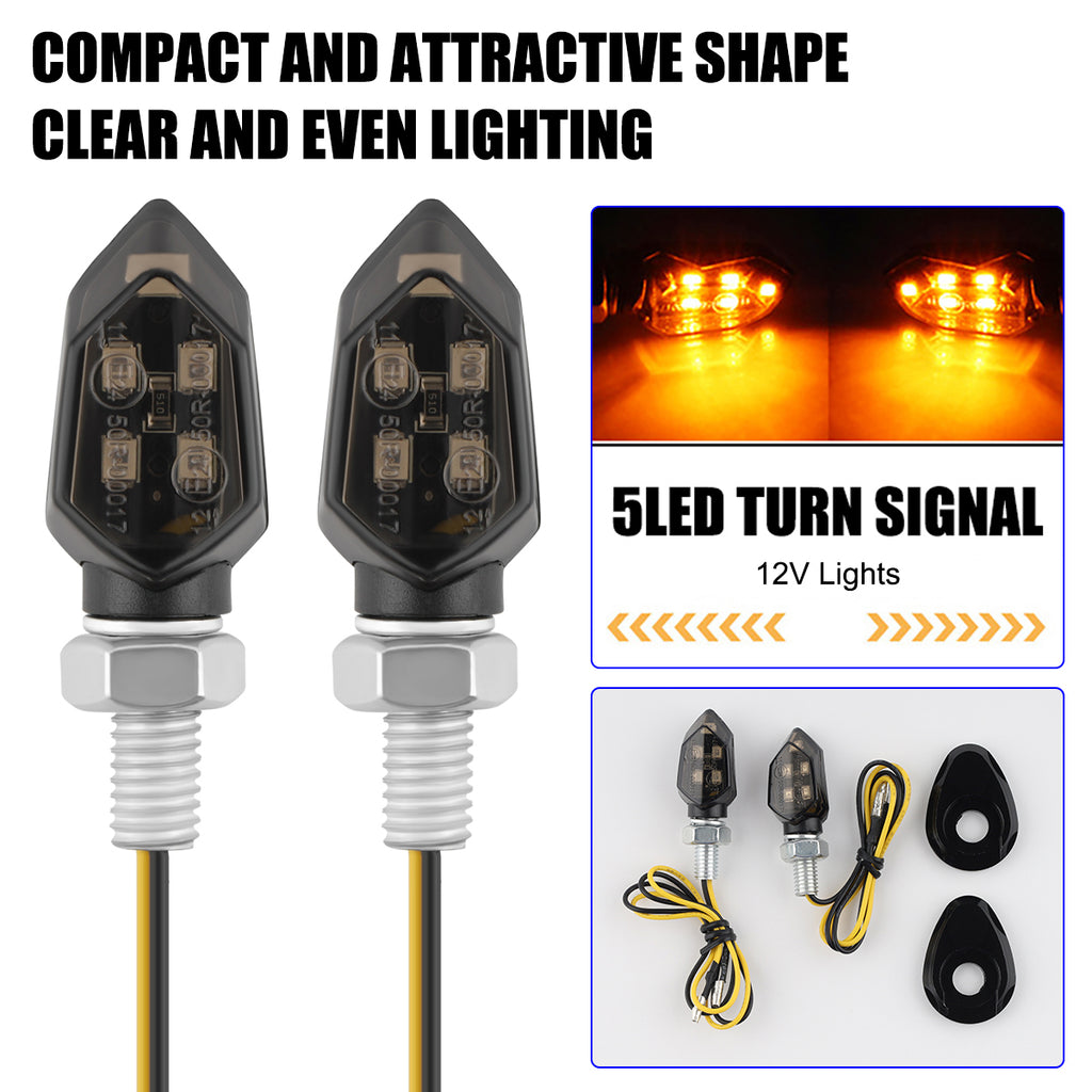 2X Mini moto LED turn signaux Blinker lumière indicateur ambre lampe universelle