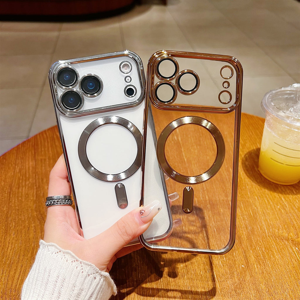 Aspiration magnétique du boîtier de téléphone avec protecteur transparent de lentilles électroplastiques