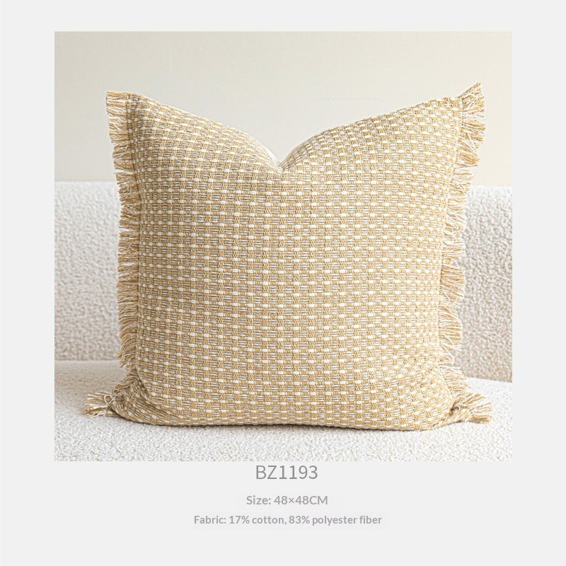 Linge de coton de style naturel Coussin de la taille légère et luxueuse en beige et jaune
