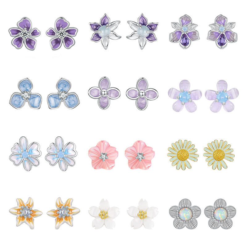 S925 Boucles d'oreilles Sterling Silver Petite Fleur